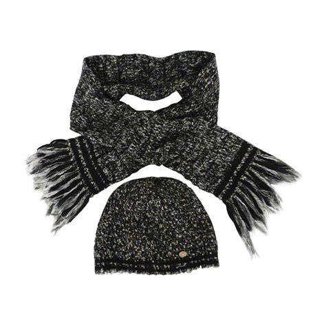 chanel white beret|chanel hat and scarf set.